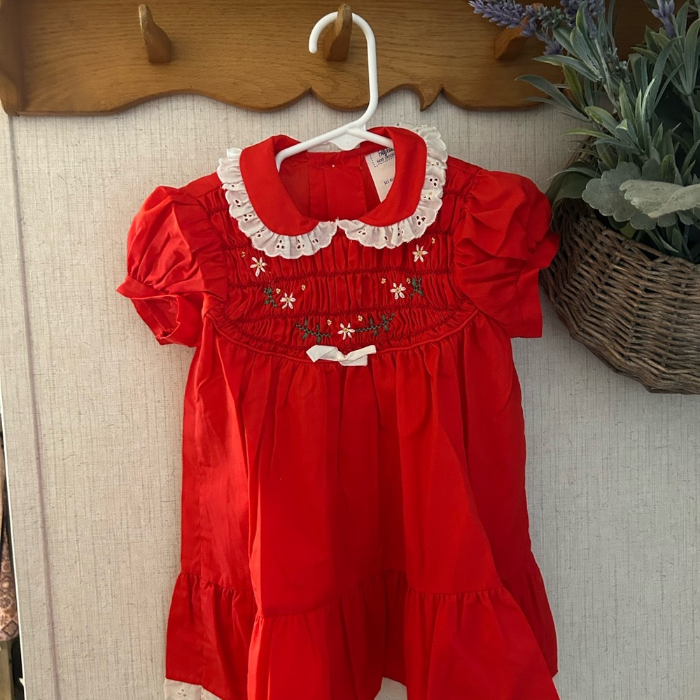 Red Baby Dress with White Collar